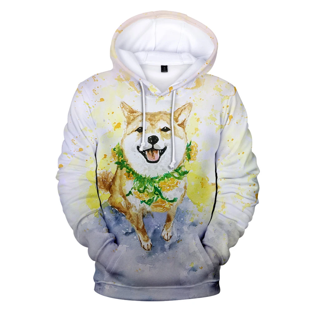 Herfst Shiba Inu 3D Hoodie Mannen Vrouwen Sweatshirts Harajuku Fashion Lange Mouwen Hooded Jongens Meisjes Zwarte Truien Oversized