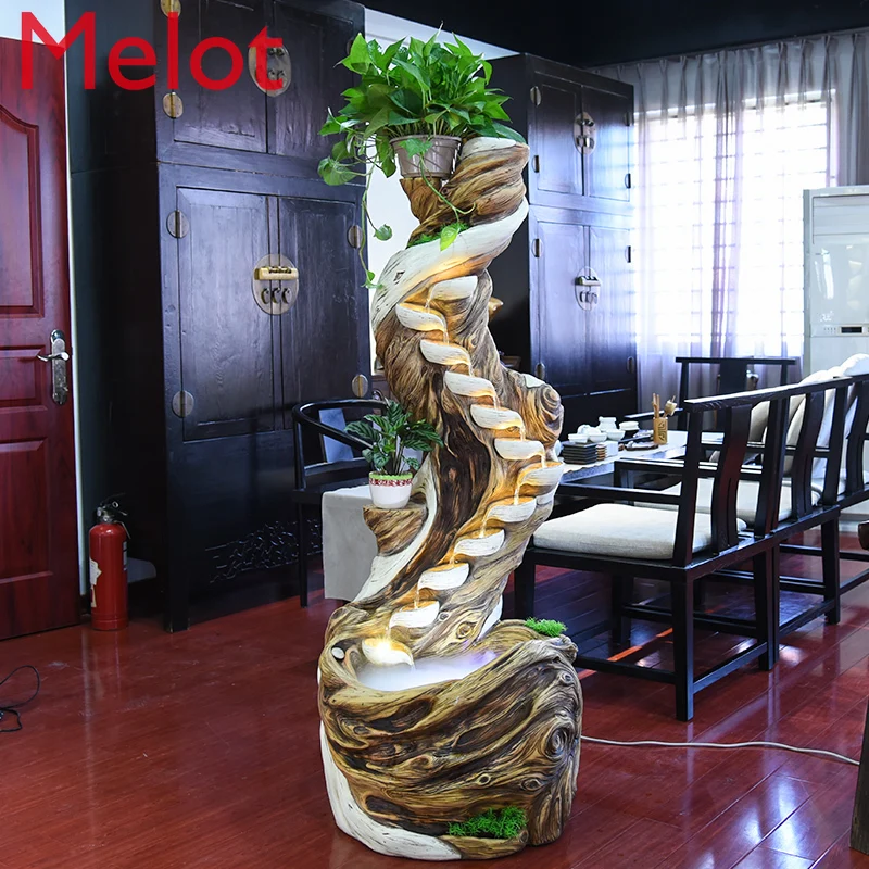 Artificial Mountain and Fountain Landscape Lucky Indoor Alpine Decorations Living Room Floor Stand Decoration Gifts