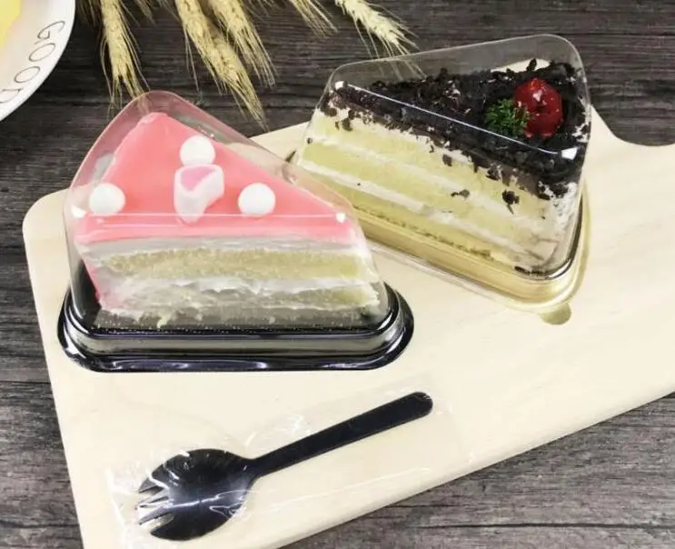 New Arrival Plastic Clear Disposable Cake Box Single Individual 8 Inch Triangle Cake Boxes Food Dessert Packaging