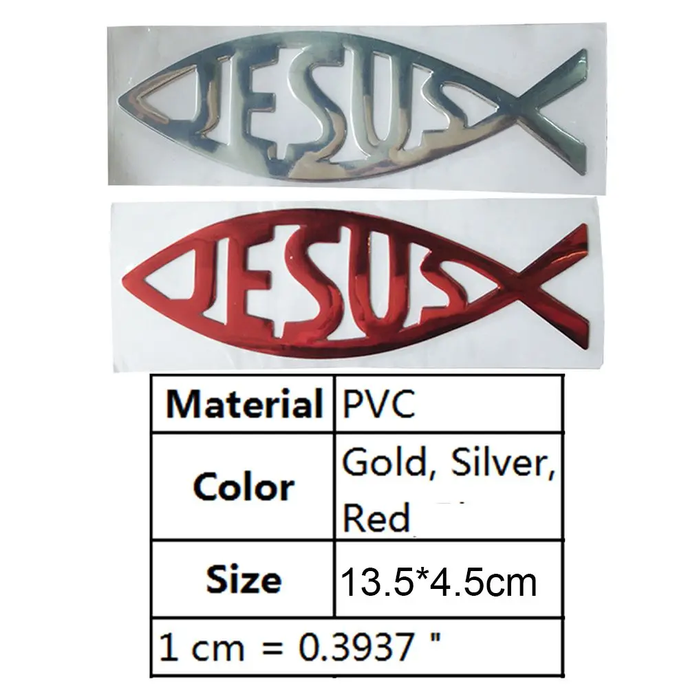 New 3D Christian Jesus Fish Symbol Logo Car Emblem Badge Sticker Decal