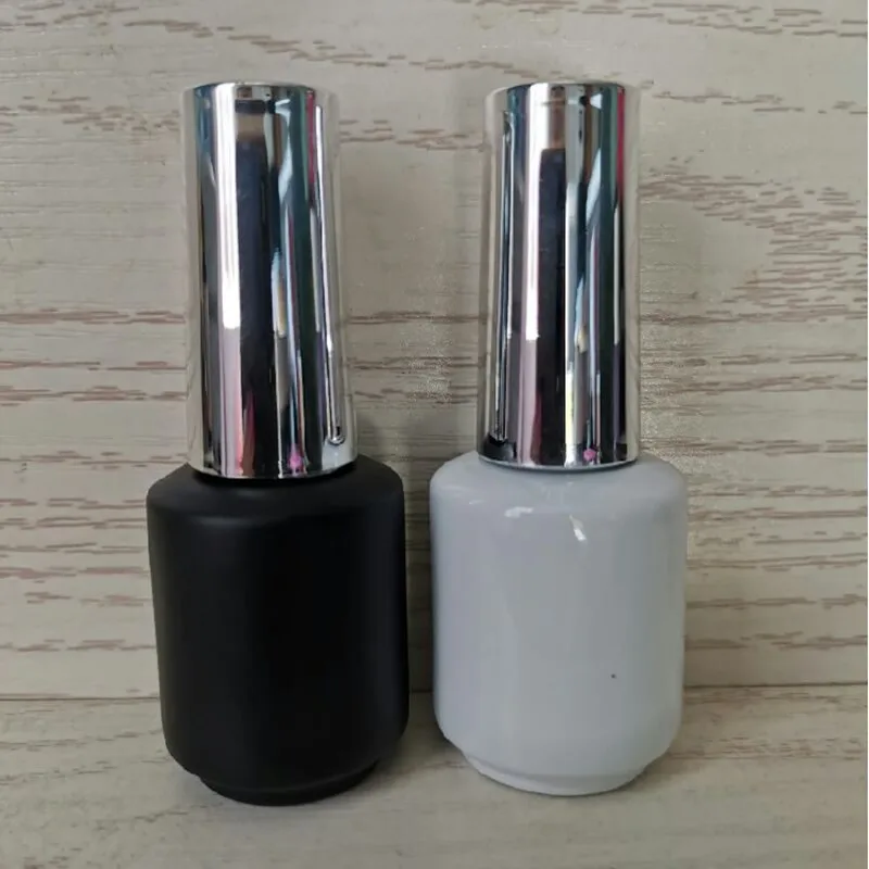 

100PCS 8ml Empty Nail gel Container Bottles Nail Polish bottles Black&white Nail Glass Bottles Silver Lid