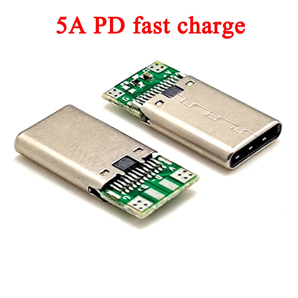 USB 3.1 Type-C Connector 24 Pin Male Receptacle Adapter to Solder Wire & Cable Splint 2.0 56K resistor PD fast charge Connector