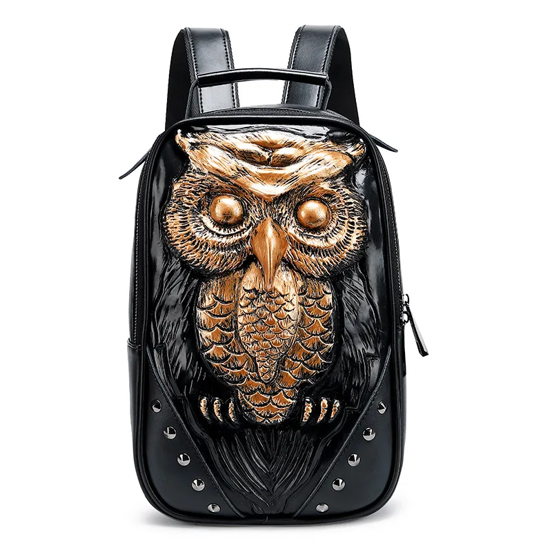 Animal Cool Women 3D Owl Small Backpack High Quality Ladies Backpack Purse Cute Black Daypack for Girls