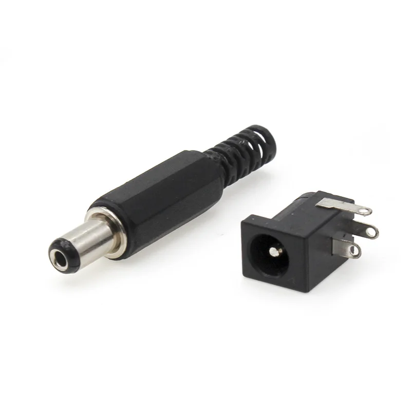 5 style 2/5/10Pairs 5.5 x 2.1mm Male Plugs + DC Power Socket Female Jack Screw Nut Panel Mount Connector 5.5*2.1MM DC022 005 025