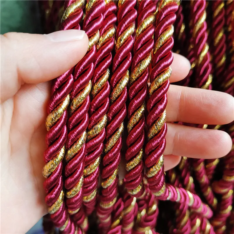 

Braided rope for macrame, 8mm x 10m diameter, red and gold wire, three-strand twisted rope, decorative braided rope, nylon cord