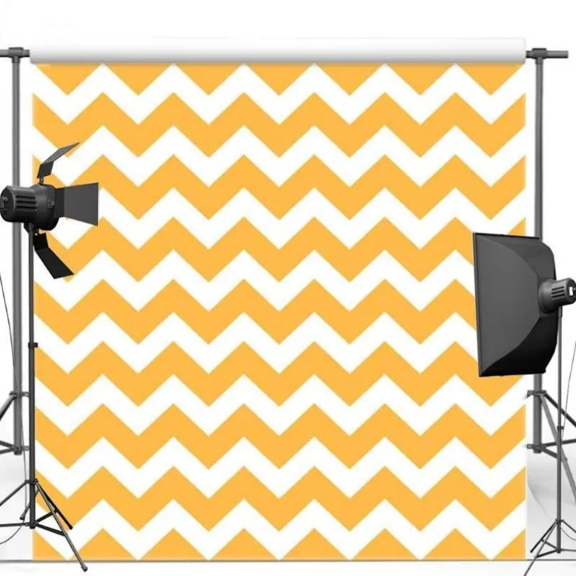 Vàng Trắng Chevron Sọc Tường Hậu Vi Tính Chất Lượng Cao In Hình Trẻ Em Kids Nền