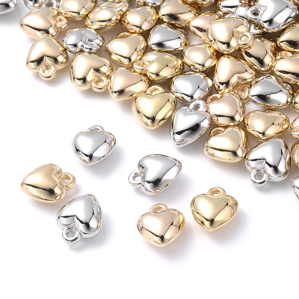 iYOE 50 stücke 6-18mm Gold Farbe Herz Charms CCB Kunststoff Spacer Perlen Für Die Herstellung Von Armband Ohrring halskette Anhänger DIY Schmuck – Detail 2