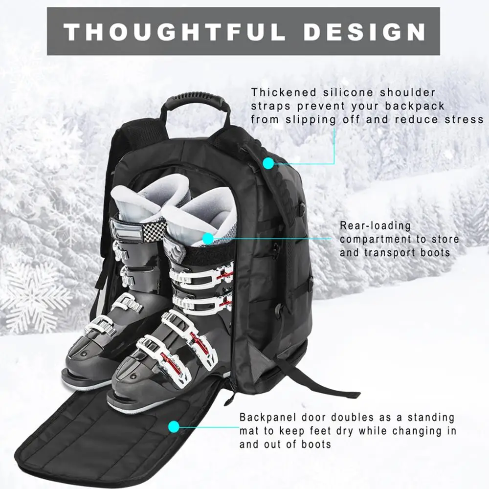 Ski Backpack 65L High-Capacity Nylon Waterproof Bag Wear-Resistant Can Be Installed Ski Boots,Helmets Goggles Clothing ski board