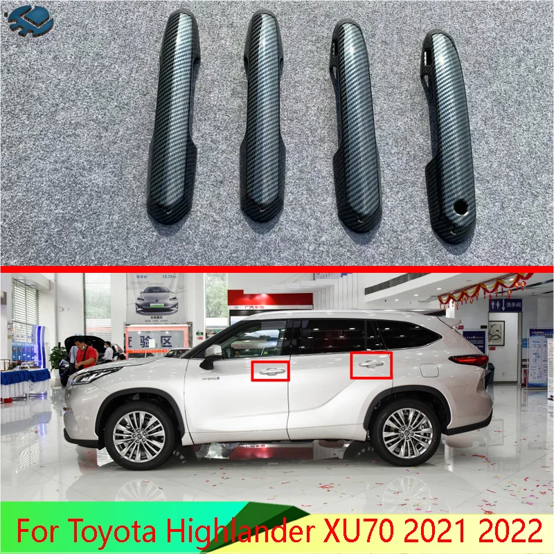 For Toyota Highlander XU70 2021 2022 ABS Chrome Door Handle Cover With Smart Key Hole Catch Cap Trim Molding