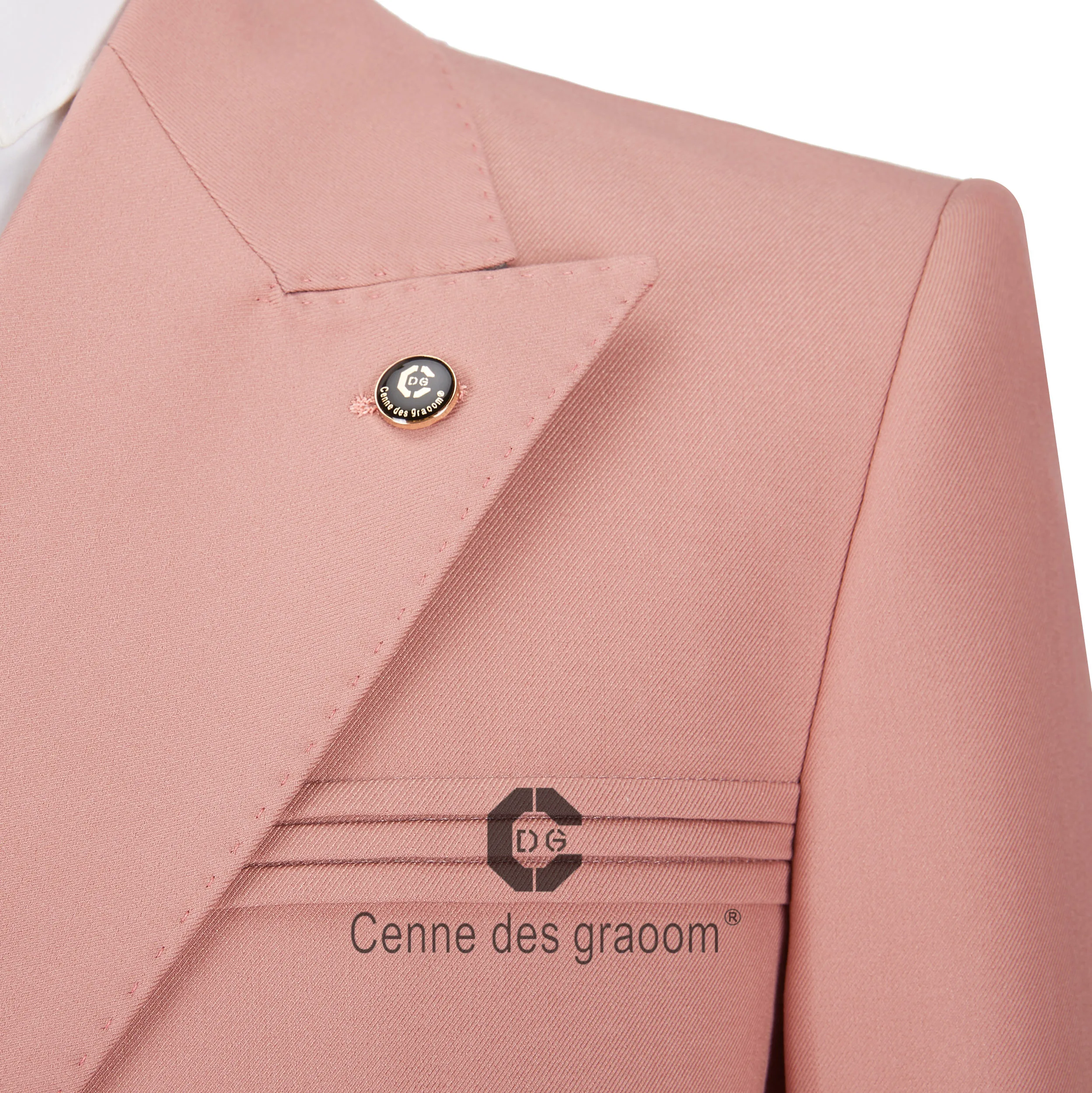 Cenne Des Graoom abiti da uomo un bottone doppio petto rosa Blazer su misura pantaloni Business causale festa cantante sposo matrimonio