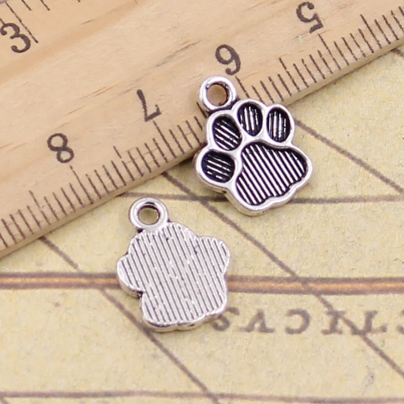 

40pcs Charms Dog Bear Paw 15x12mm Tibetan Silver Color Pendants Crafts Making Findings Handmade Antique Jewelry DIY For Necklace