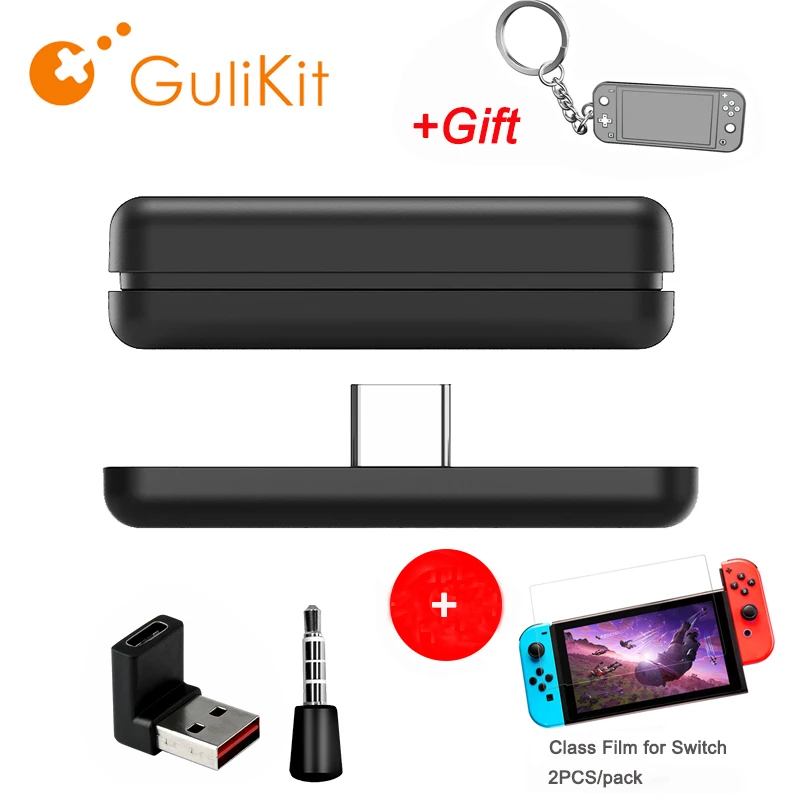 GuliKit NS07 Route Air Wireless Bluetooth Audio Receiver transmitter Adapter USB-C with Microphone For Nintendo Switch PS4 PS5