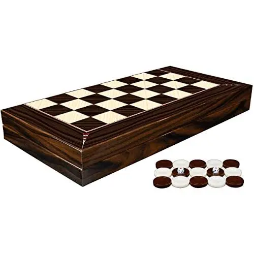 LaModaHome 16.5 ''Turkish Backgammon Set, Wooden, Board Game for Family Game Nights, modern Elite Vinyl Unscratchable Backgammon for