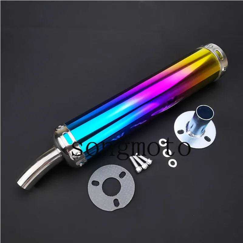 multicolor Universal metal 60X280mm Motorcycle Racing Exhaust Muffler Silence Silencer 2 Stroke Exhaust Pipe Muffler