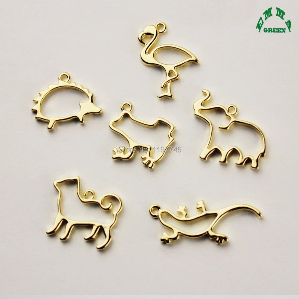 Gold Hollow Charms Cute Animal Hedgehog Frog Zinc Alloy Pendants Accessories for Jewelry Making Earrings Finding  20pcs 20mm