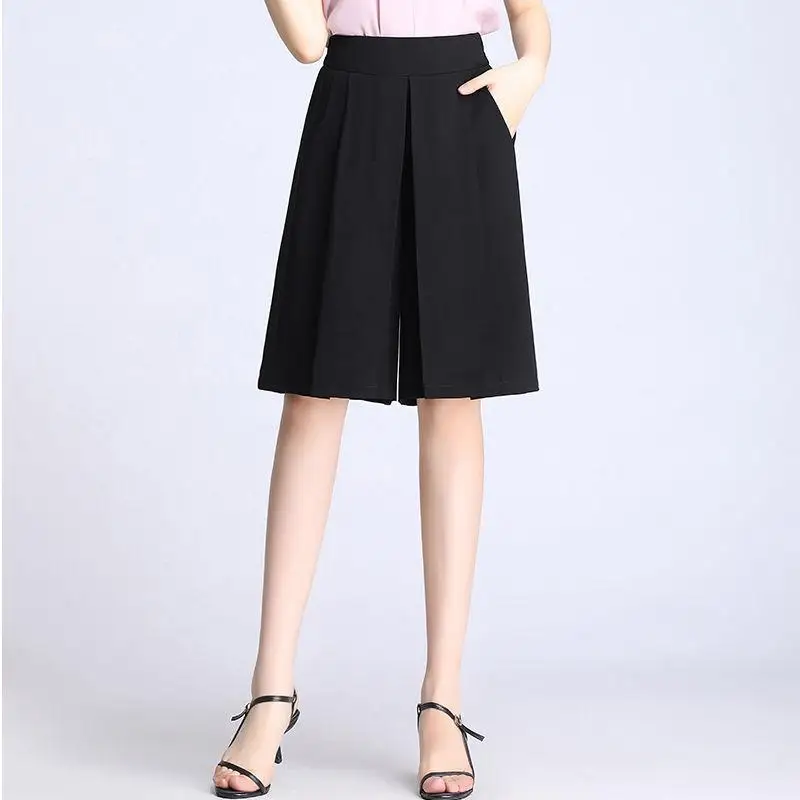 Oversized Chiffon Skirt High Waisted Shorts for Women Summer Woman Black Ladies Bermuda Womens Shorts Wide Leg Short Pants