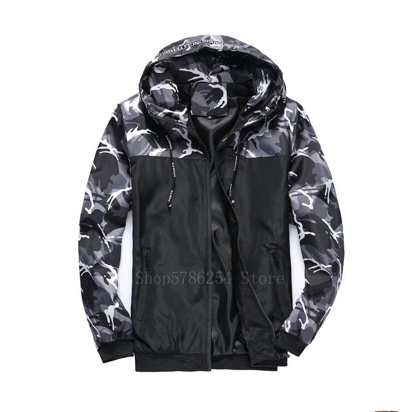 Man Camouflage Military Jacket Splice Tactical Army Clothing Waterproof Outdoor Jungle Hooded Coat Spring Thin Slim Windbreaker