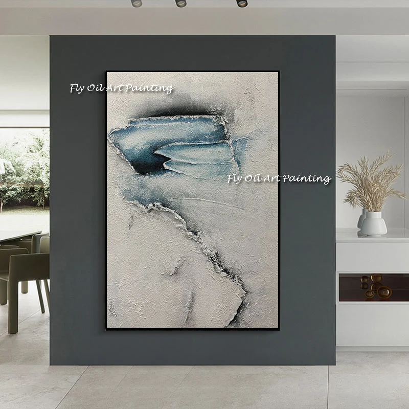 abstract grey blue lake Hand painted Modern Abstract canvas Oil Paintings large size picture Living Room home Decoration