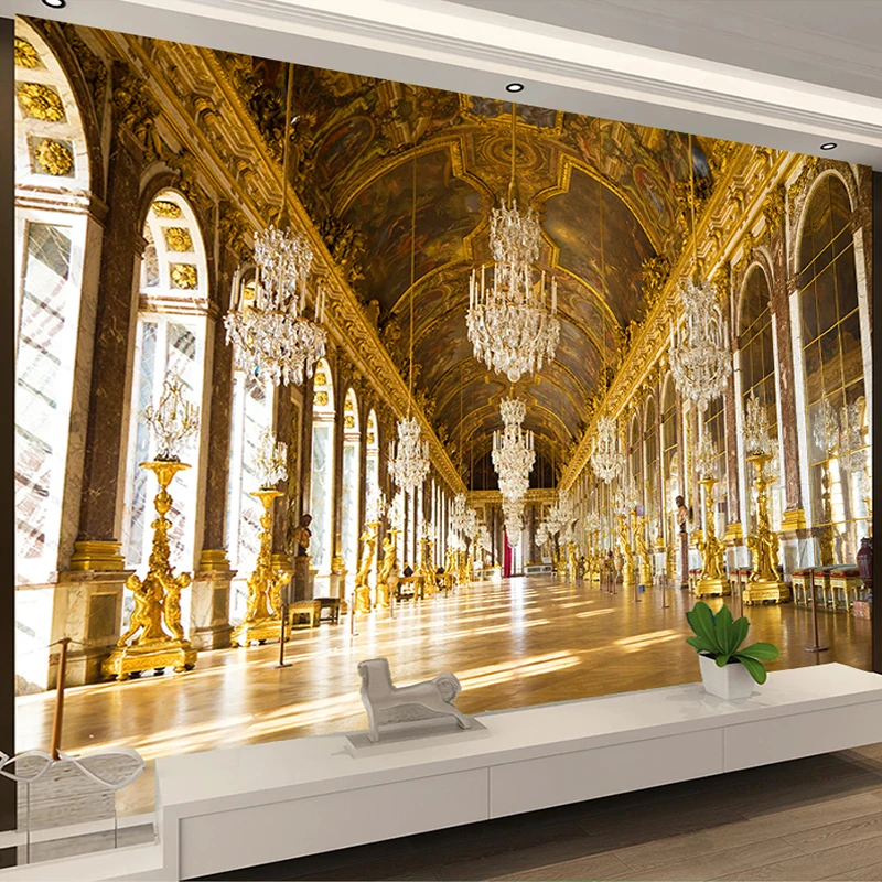 Custom Photo Golden Palace Hall Poster Wall Painting Luxury European Style Living Room Sofa Bedroom Mural Wallpaper For Walls 3D