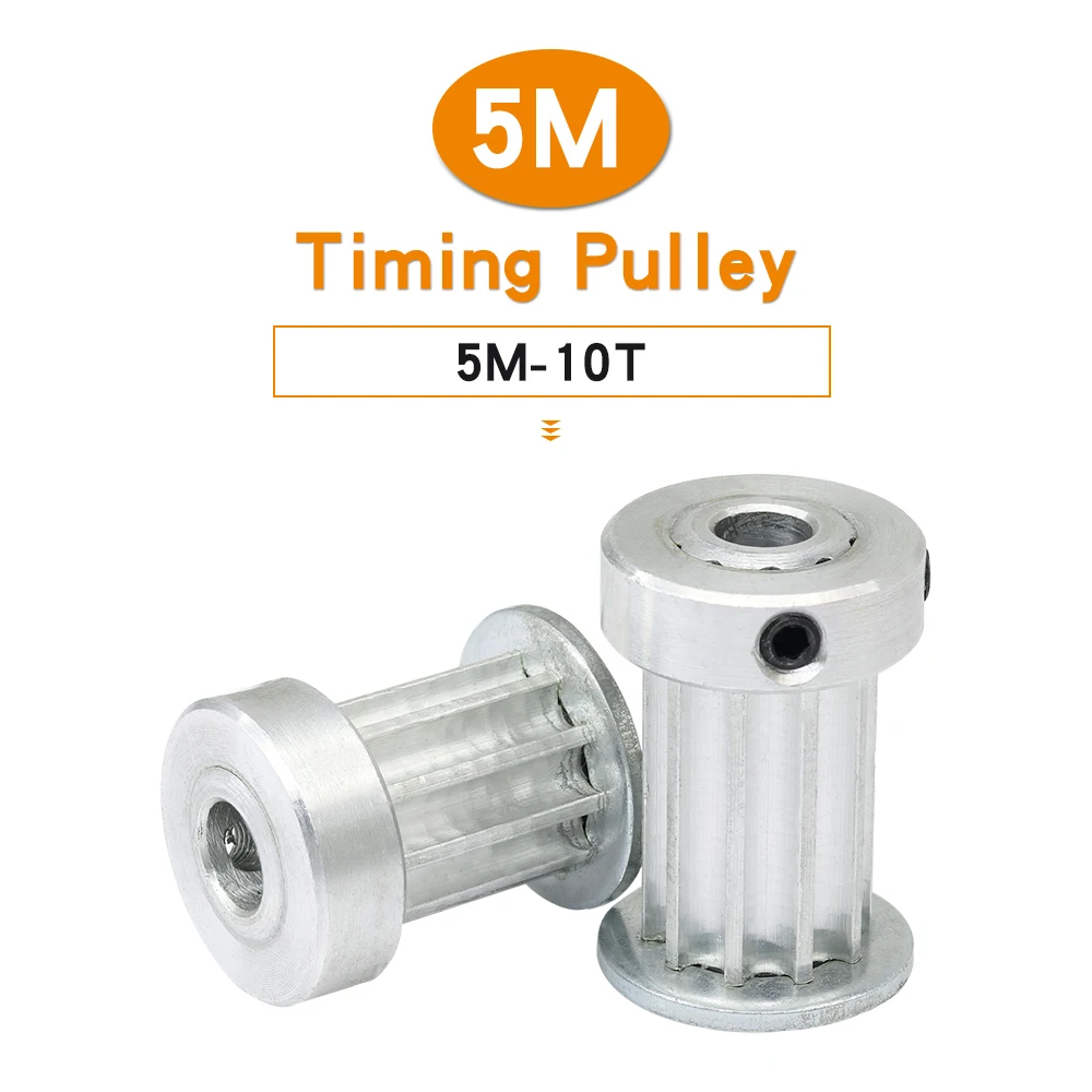 1 Piece 5M-10T Pulley Wheel Bore Size 5/6/6.35/7/8 mm aluminium Belt Pulley BF&K Shape For Width 15/20 mm Timing Belt