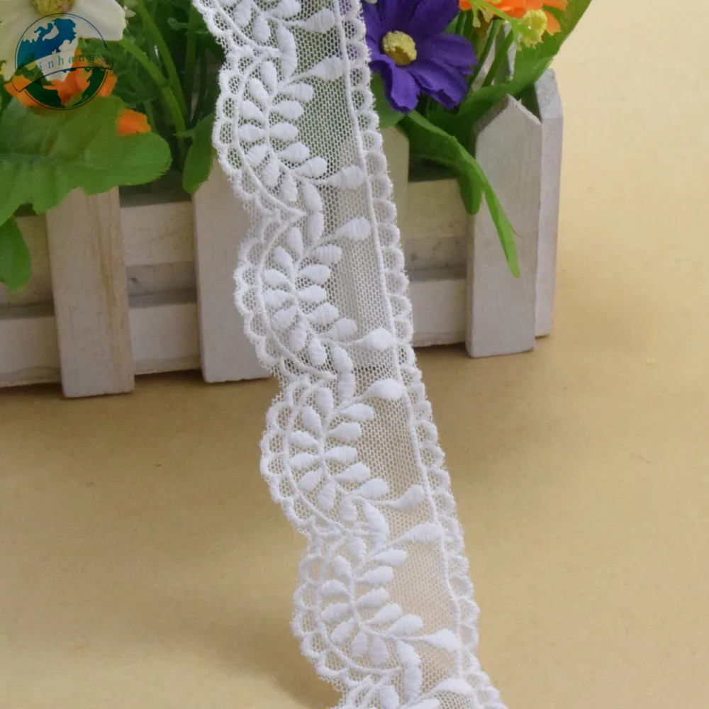 3 سنتيمتر واسعة القطن التطريز الدانتيل الأبيض الخياطة الشريط جبر تقليم الزفاف الديكور DIY بها بنفسك دمى Colthes إكسسوارات الستائر # 3041