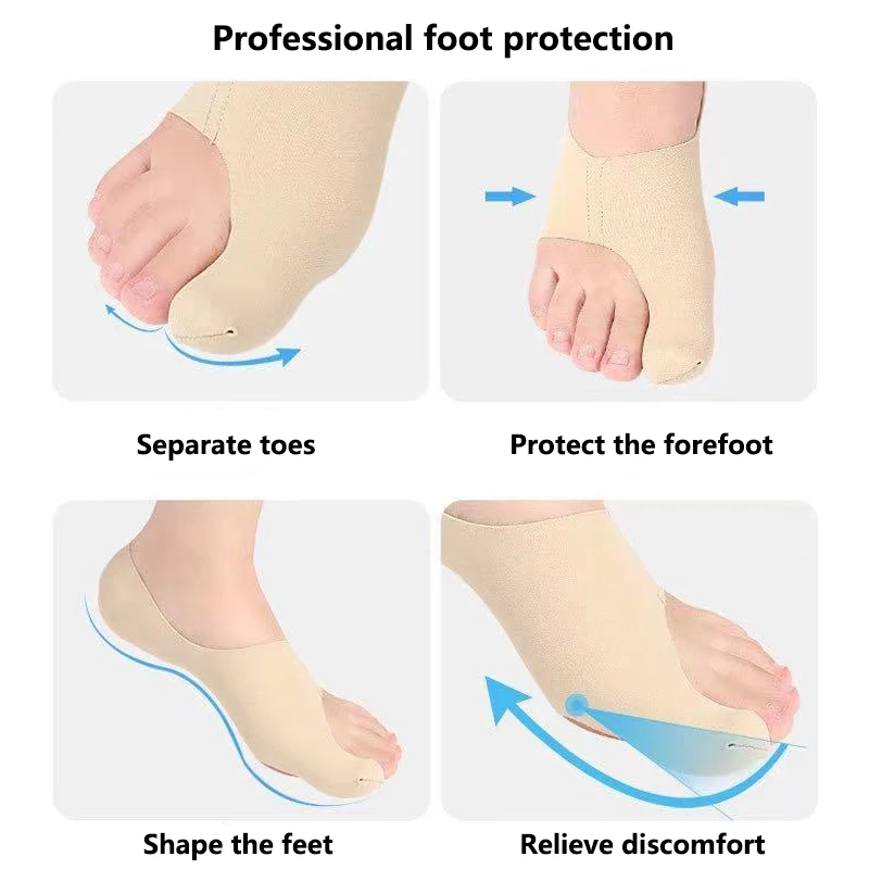 Protector de dedo gordo del Pie ajustable Unisex, calcetines suaves de pedicura para juanetes, vendaje Hallux Valgus ortopédico, cuidado de los