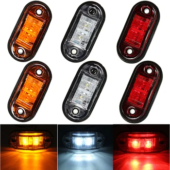2PCS Ambra Spia LED Diodo Luce Ovale Liquidazione Rimorchio Camion Bianco Rosso LED Indicatore Laterale Lampada 12V 24V camion accessori