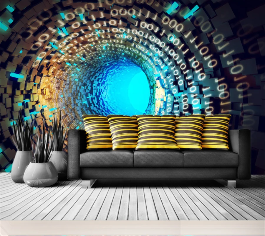 wellyu Custom mural creative three-dimensional 3d extended space tunnel background TV living room background wallpaper