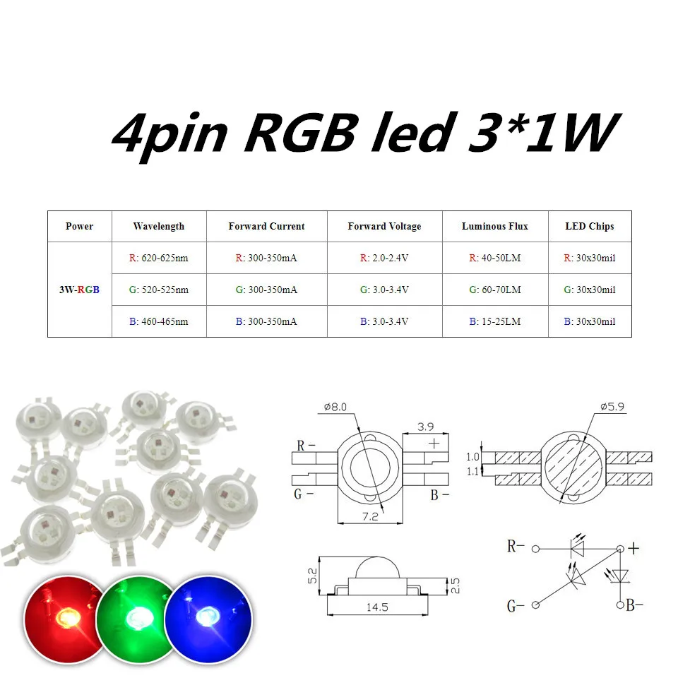 Imagem -06 - Chip de Led Rgb Rgbw Rgbww Rgbwa Rgbwyv Chip Led de Alta Potência 3w 4w 5w 6w 15w 18w com Contas Coloridas para Fonte de Luz de Palco Diy