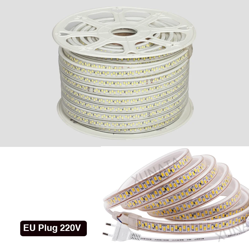 220V 110V 5730 taśma LED Super Bright 180 leds/m elastyczna taśma oświetleniowa Led do pokoju wodoodporna biała ciepła biała ue US UK wtyczka