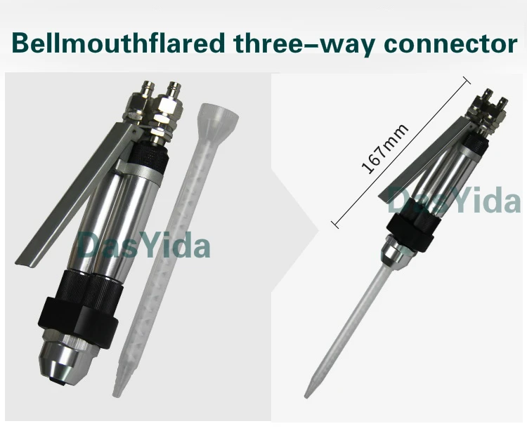 Bell mouth flared connector hand control double liquid glue gun AB manual glue gun double liquid valve manual dispensing valve