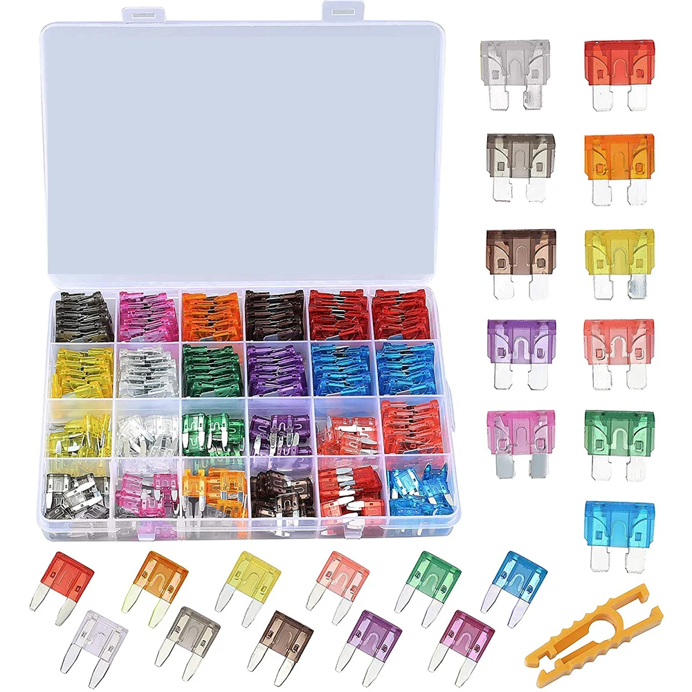 250pcs Fuse Assortment Kit, Blade-Type Fuses - Standard & Mini Size (2A-40A), Replacement Fuses for RV/Truck/Motorcycle/Boat