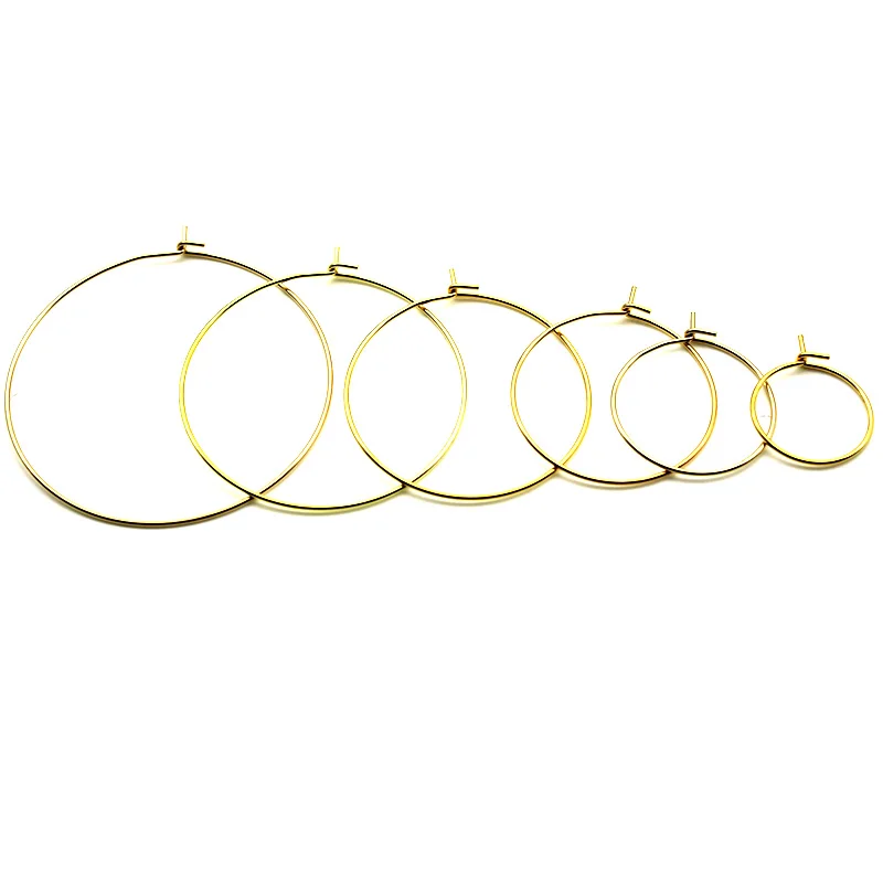 20pcs/Lot 15-45mm Stainless Steel Gold Big Circle Earwire Hoops Loop Earrings for DIY Dangle Earring Jewelry Making Supplies