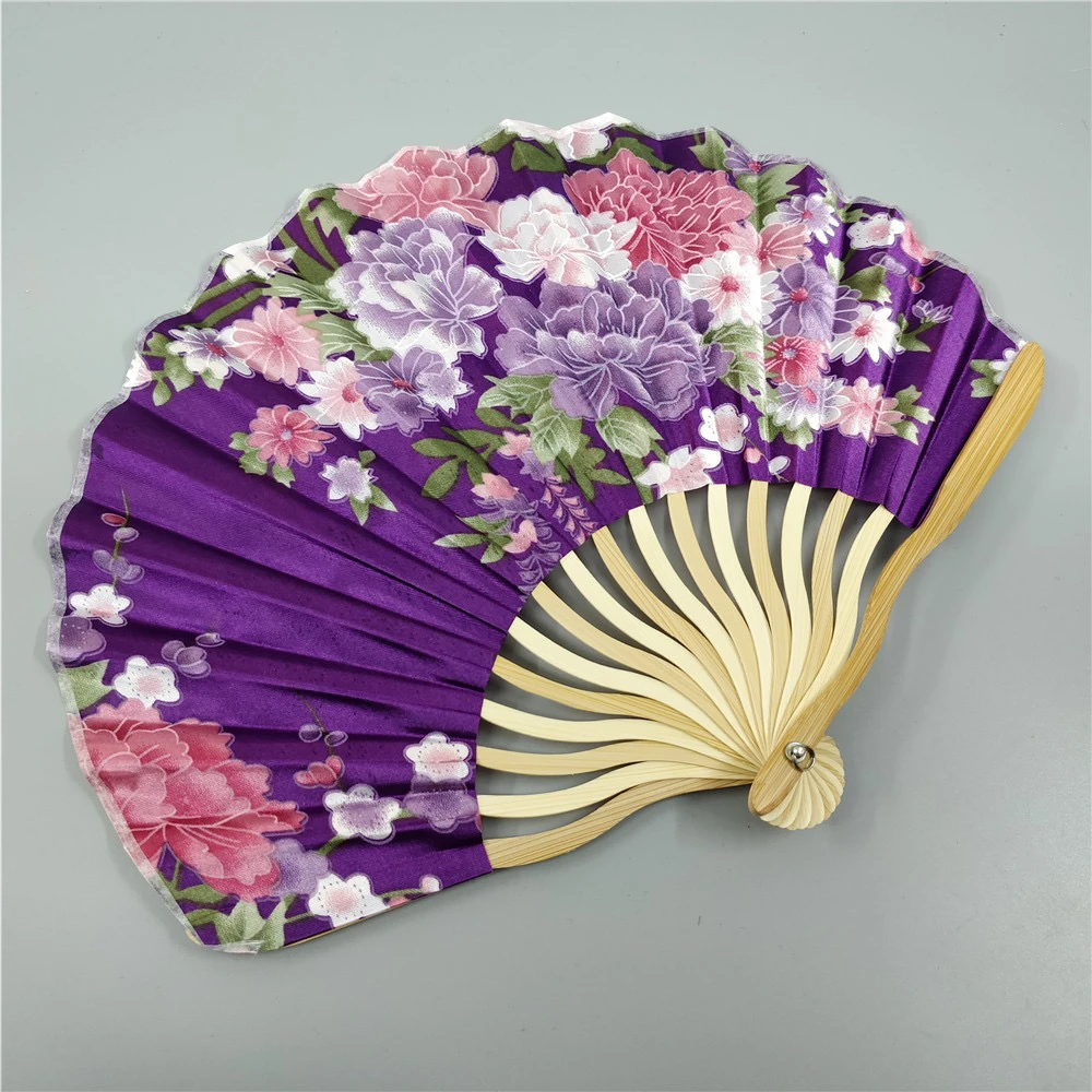 20PCS Japanese Style Seashell Shape Bamboo Satin Silk Hand Fan Wedding Gift Favors in Mixed Colors