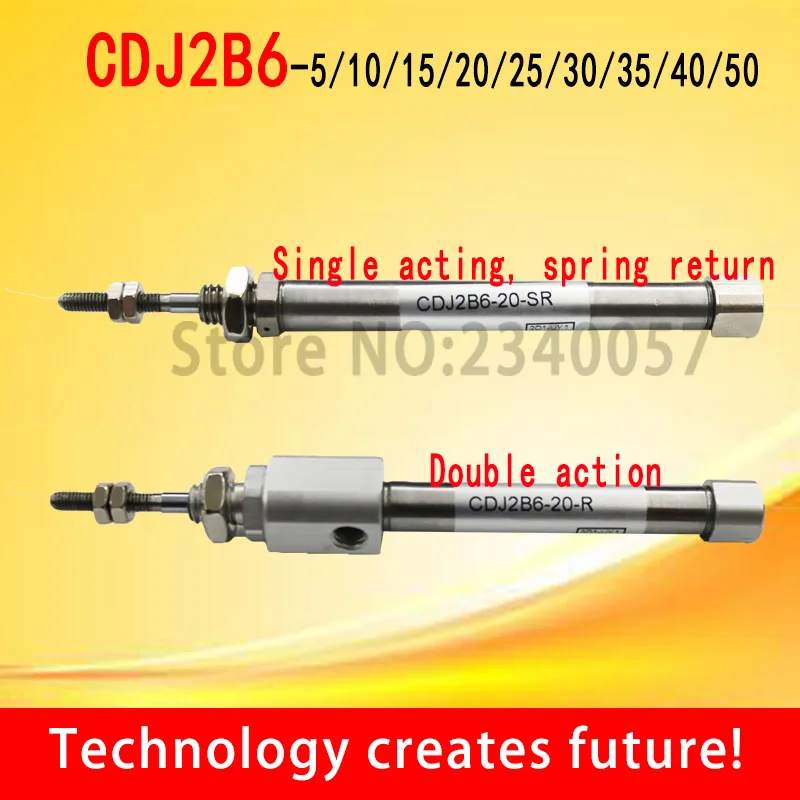CDJ2B6 * 5 neumático de doble acción de una sola acción SMC, Mini cilindro de aire, diámetro de 6mm, carrera 5/10/15/20/25mm, CDJ2B6-5/10/15/20/25