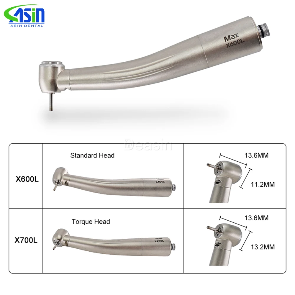 Dental Max X600L X700L High Speed Handpiece Air Turbine Standard Push Button Head With Optic Fiber Dental Lab Equipment