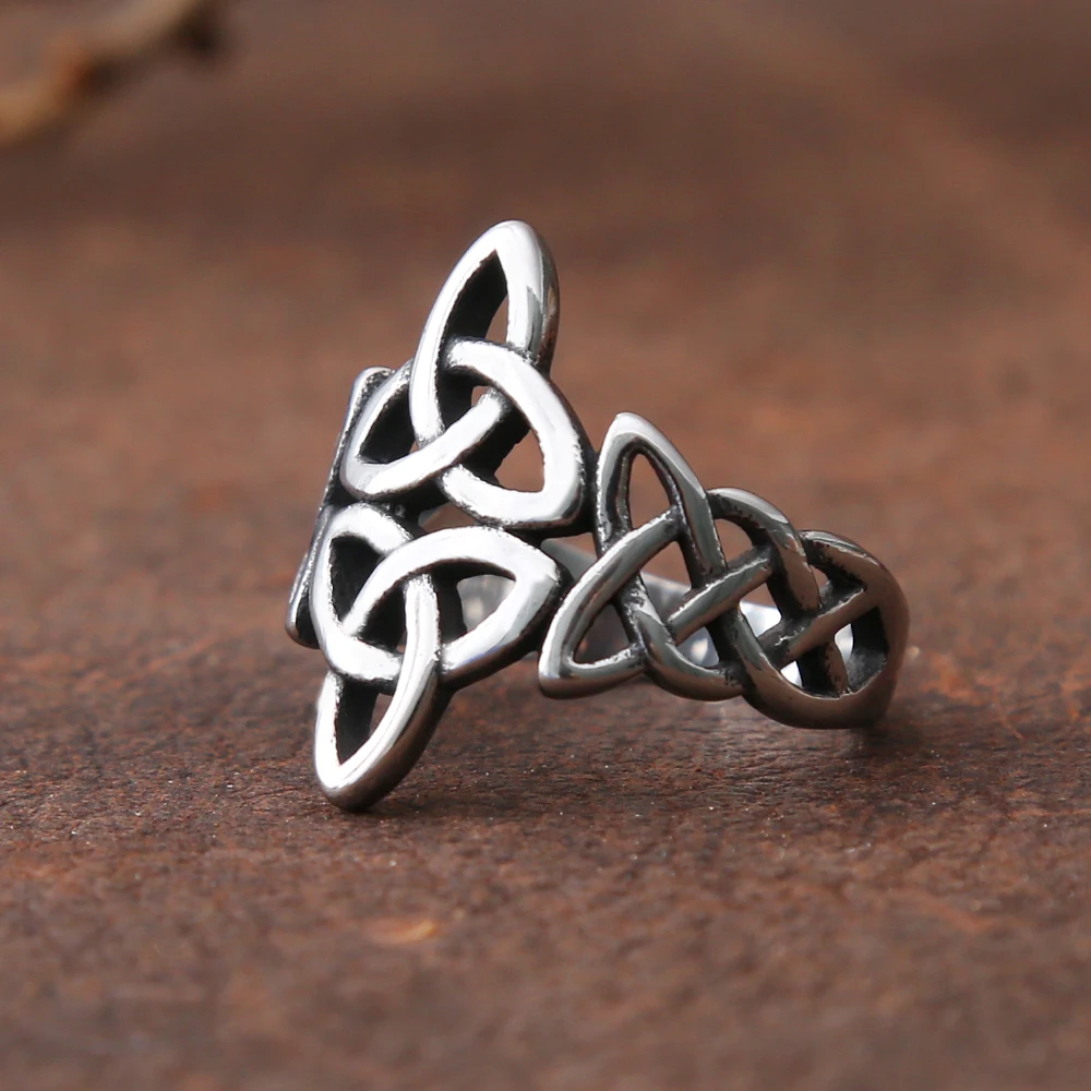 Triquetra Celtics Knot Ring Steel Color Nordic stainless steel Viking ring men and women Irish Celtic jewelry anniversary gift - view 6