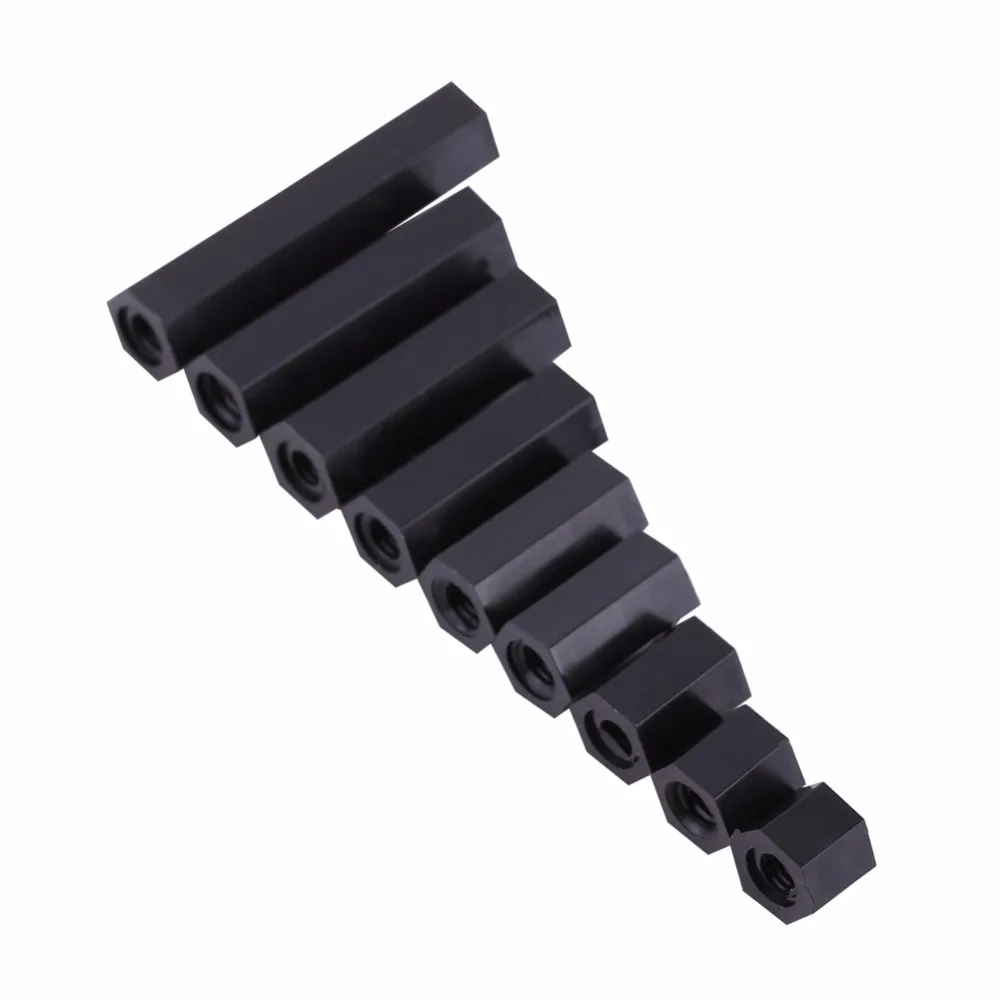 100Pcs Black Nylon M3*5/6/8/10/12/15/18/20/25mm Female Hex Threaded Spacer Standoff PA66 Nylon Standoff For PCB Circuit Board