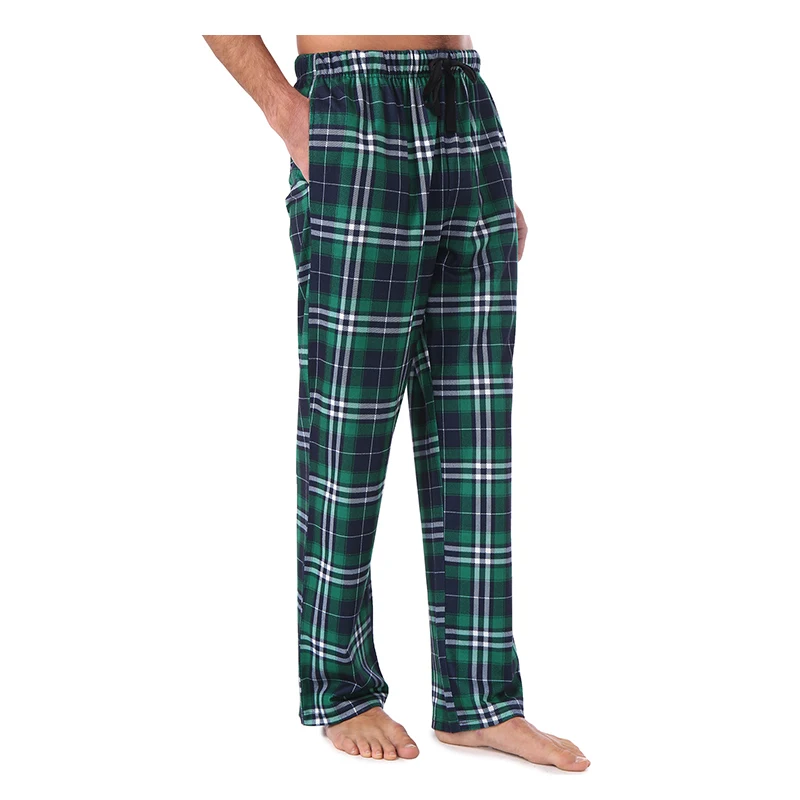 Pantaloni da casa da uomo in flanella di cotone autunno inverno pantaloni da notte caldi da uomo pantaloni da pigiama da uomo con stampa a quadri