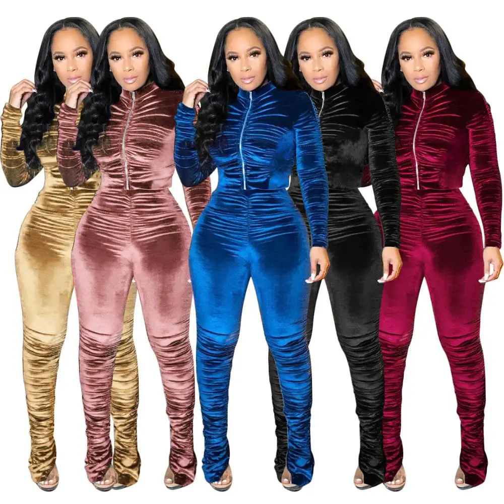 two piece women sets tracksuit  two piece set  sweatsuits for women club outfits for female  clothing stacked sweatpants outfit