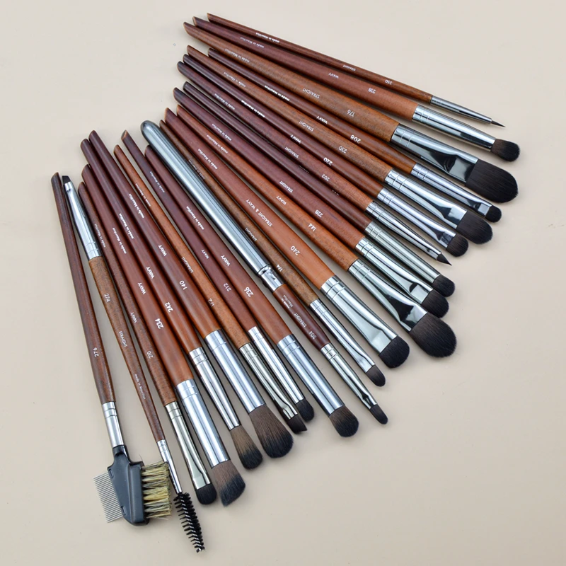 Natural wood Eye Makeup brushes whole set Pro Crease Eyeshadow Make up kit smudge highlighter eyebrow Lip lash brush practical