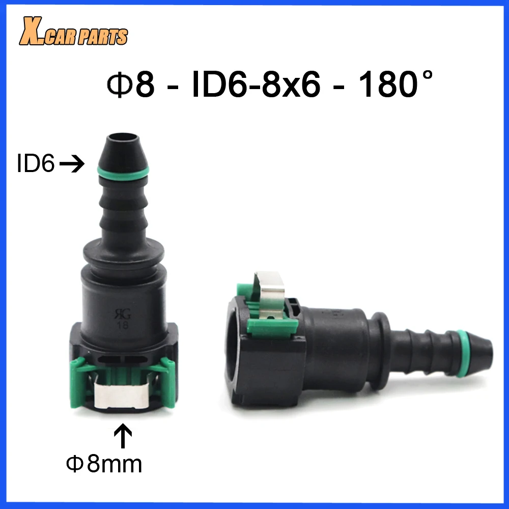 High Quality Car Fuel Line Quick Connector 8mm ID6 8x6 180 degree SAE 5/16 Fuel Pipe Joint Nylon Connector For Car 2 pcs