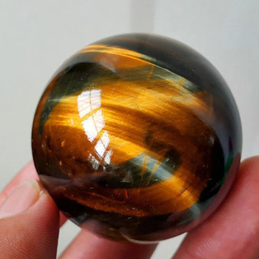 Dark Yellow Asian Rare Tiger Eye Quartz Crystal Healing Ball 20-22mm Sphere Beads Health Innovation Safety Stone