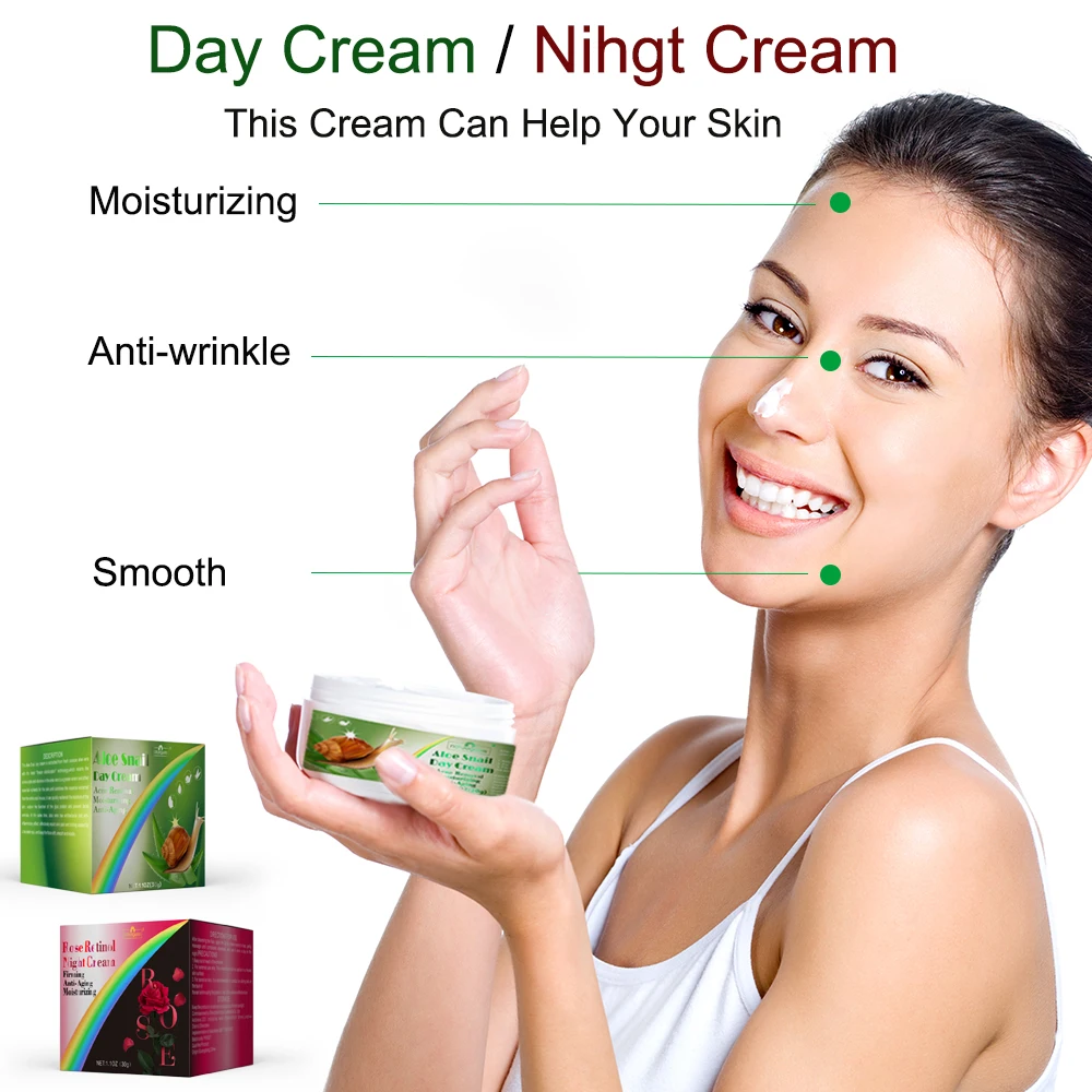 Retinol Snail Aloe Face Cream Anti-Wrinkle Whitening Moisturizing Anti-Aging Facial Day Night Cream Skin Care  Korean Cosmetics