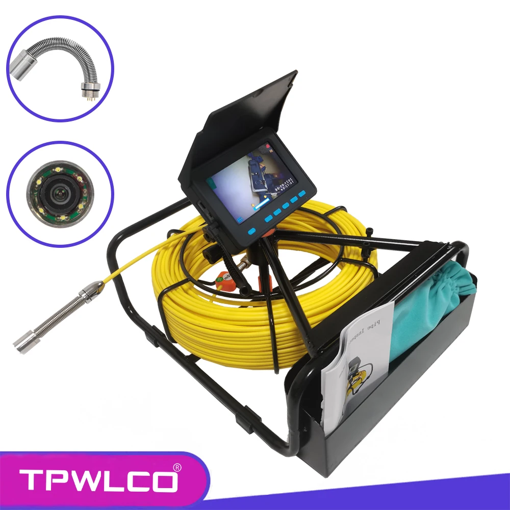 

TPWLCO 4.3" DVR Function Pipe Sewer Inspection System Waterproof 17mm Industrial Video Endoscope Camera With 6pcs LEDS 10-50m