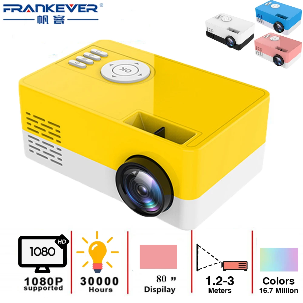 FrankEver  LED Mini Projector 320x240 Pixels Supports 1080P USB Audio Portable Mini Home Media Player Video Beamer