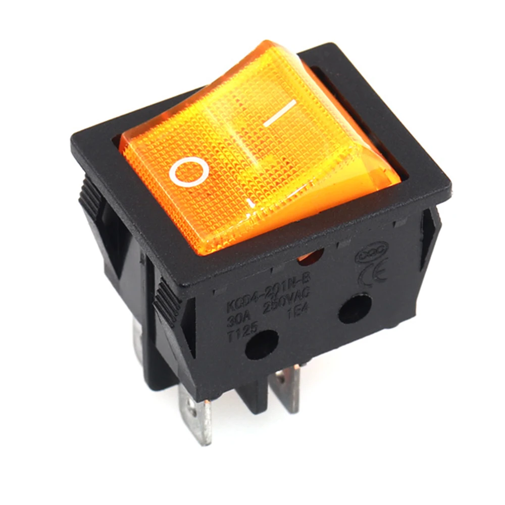 Kcd4 rocker switch 2-position 4-pin/6-pin electrical equipment with light power switch 16a 250vac / 20a 125vac