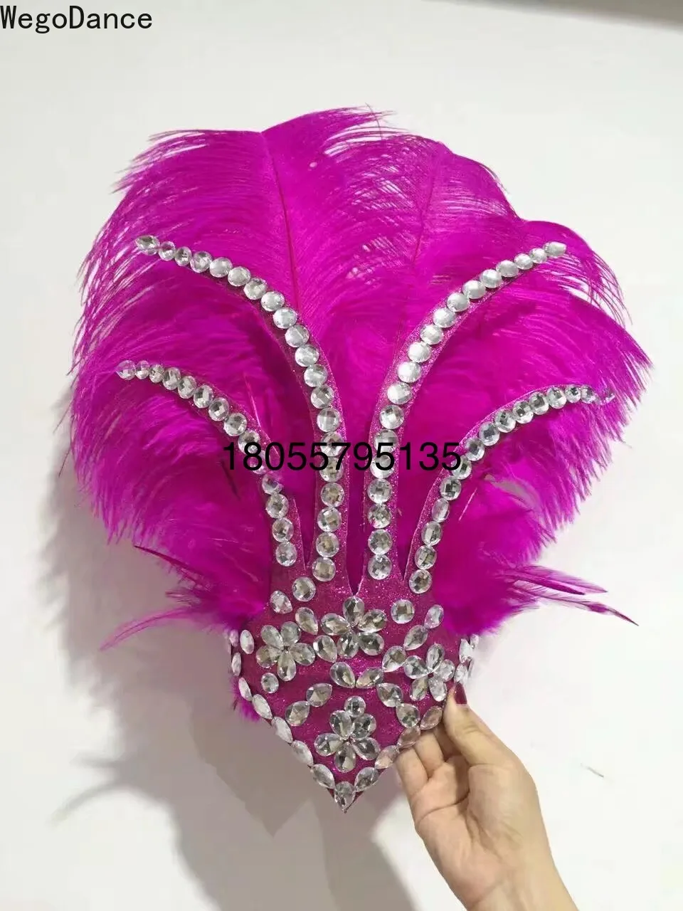 

Samba Dance Headdress Ostrich Hair Opening Show Costumes Big Feather Headwear for Women