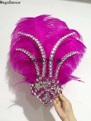 Tocado de baile Samba para mujer, disfraces de Espectáculo de apertura de pelo de avestruz, tocado de plumas grandes