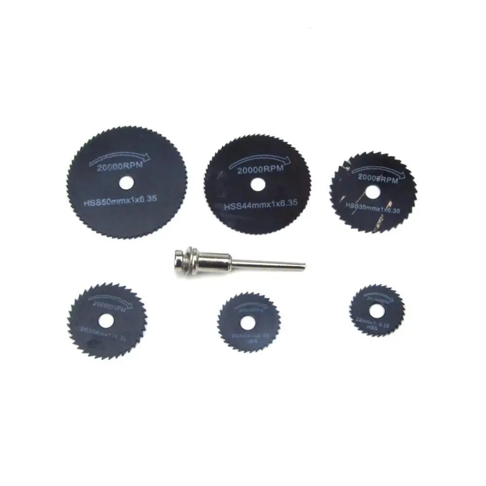 6 sztuk czarne tarcze tnące z 1Pc 3.18mm Shank Mini piły tarczowe zestaw do miękkiego metalu plastikowe cięcie drewna